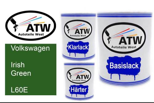 Volkswagen, Irish Green, L60E: 1L Lackdose + 1L Klarlack + 500ml Härter - Set, von ATW Autoteile West.